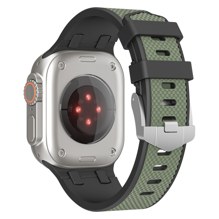 Lisslune | For Apple Watch Ultra 49mm Oak Silicone Watch Strap (Black Army Green)