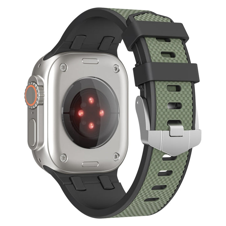 Lisslune | For Apple Watch Ultra 49mm Oak Silicone Watch Strap (Black Army Green)