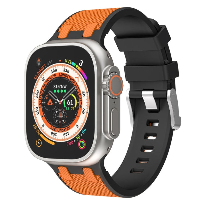 Lisslune | For Apple Watch Ultra 49mm Oak Silicone Watch Band (Black Orange)
