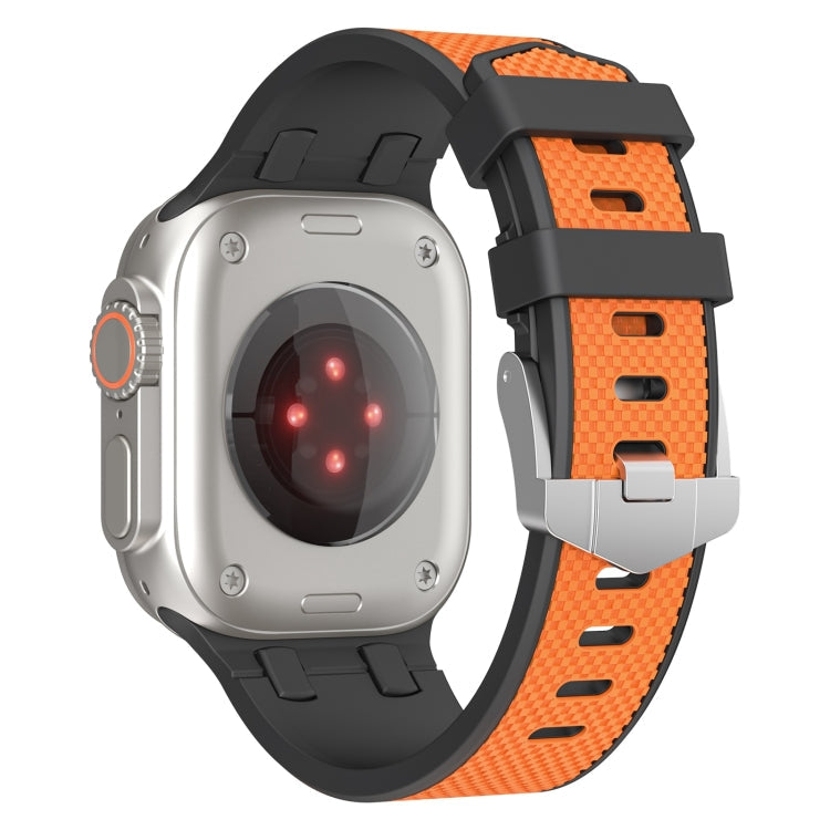 Lisslune | For Apple Watch Ultra 49mm Oak Silicone Watch Band (Black Orange)
