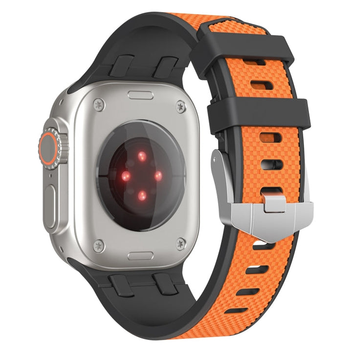 Lisslune | For Apple Watch Ultra 49mm Oak Silicone Watch Band (Black Orange)
