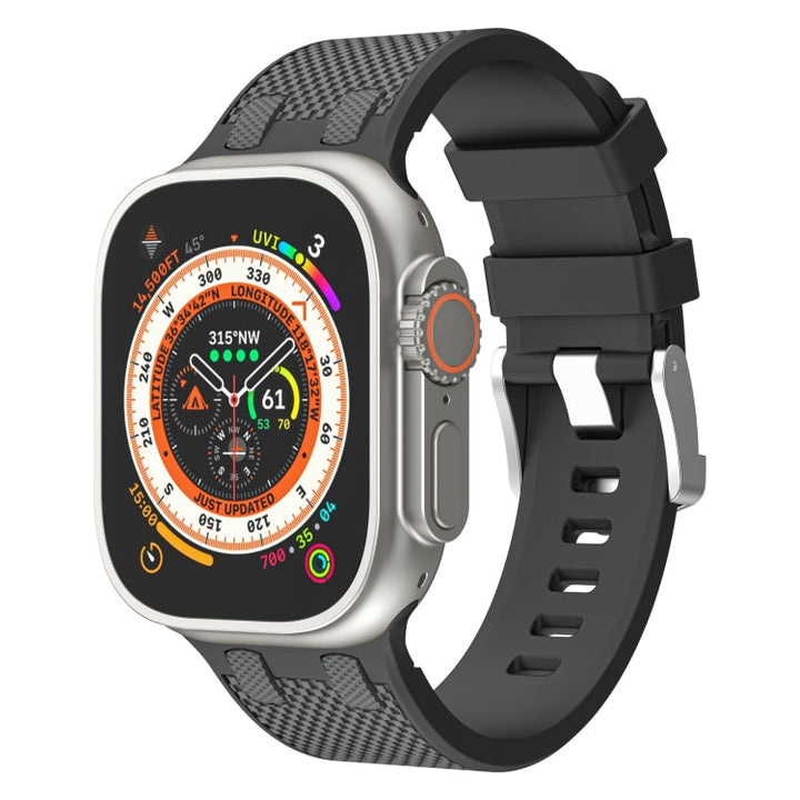 Lisslune | For Apple Watch Ultra 49mm Oak Silicone Watch Strap (Black Grey)