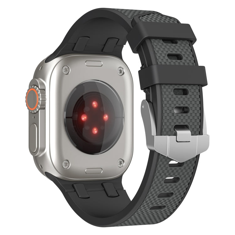 Lisslune | For Apple Watch Ultra 49mm Oak Silicone Watch Strap (Black Grey)