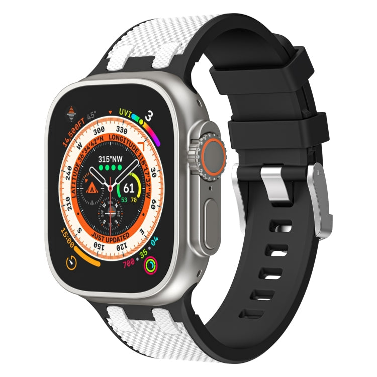 Lisslune | For Apple Watch Ultra 49mm Oak Silicone Watch Strap (Black White)