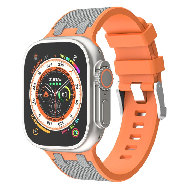 Lisslune | For Apple Watch Ultra 49mm Oak Silicone Watch Band (Orange Gray)