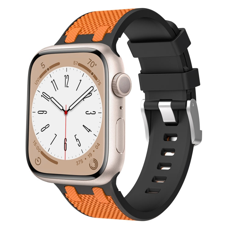Lisslune | For Apple Watch Series 8 45mm Oak Silicone Watch Band (Black Orange)