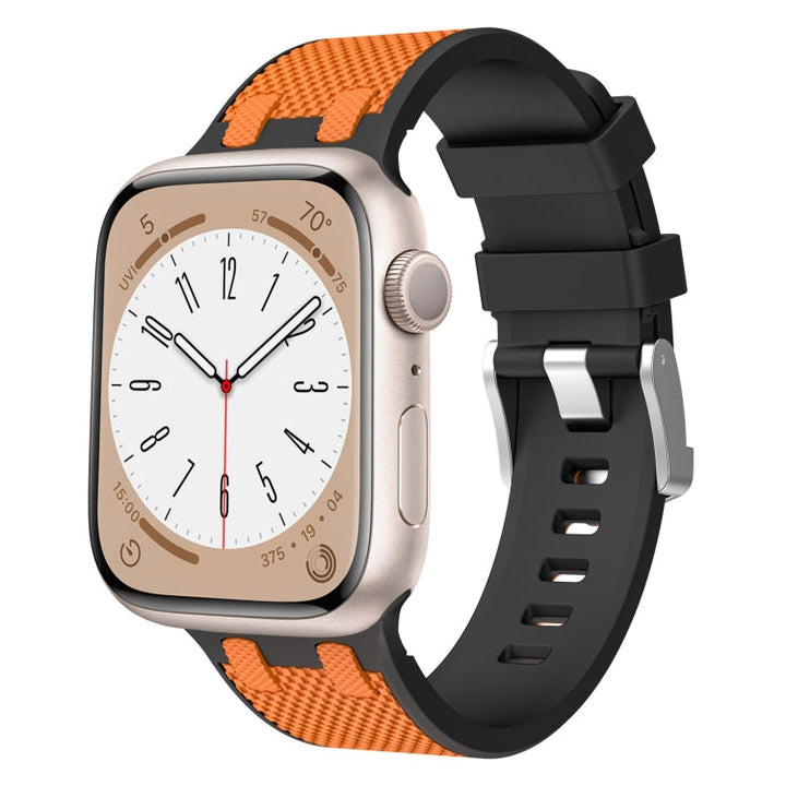 Lisslune | For Apple Watch SE 2022 44mm Oak Silicone Watch Strap (Black Orange)