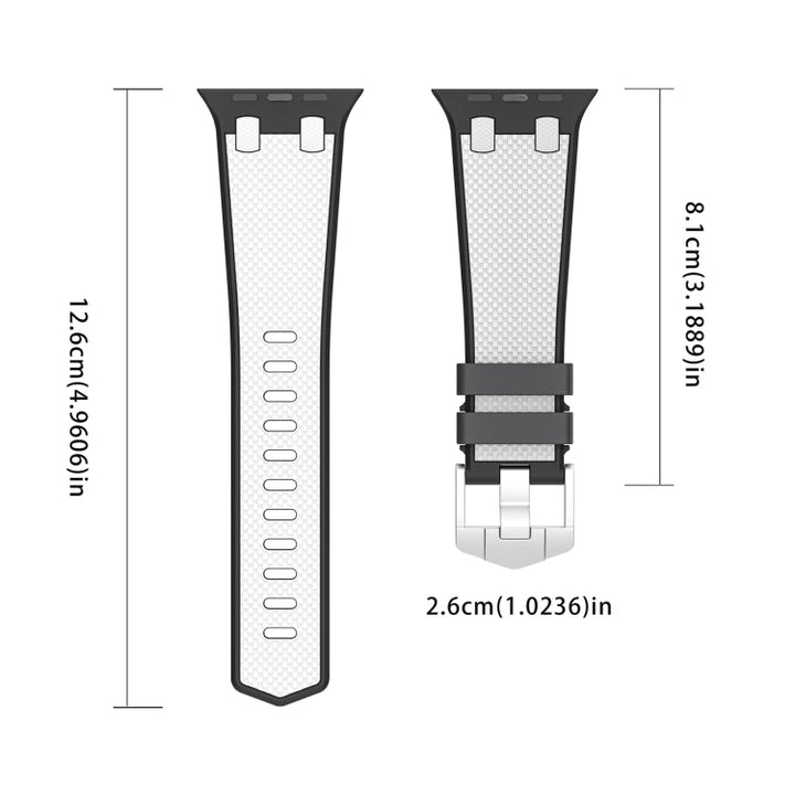 Lisslune | For Apple Watch SE 2022 44mm Oak Silicone Watch Strap (Black White)
