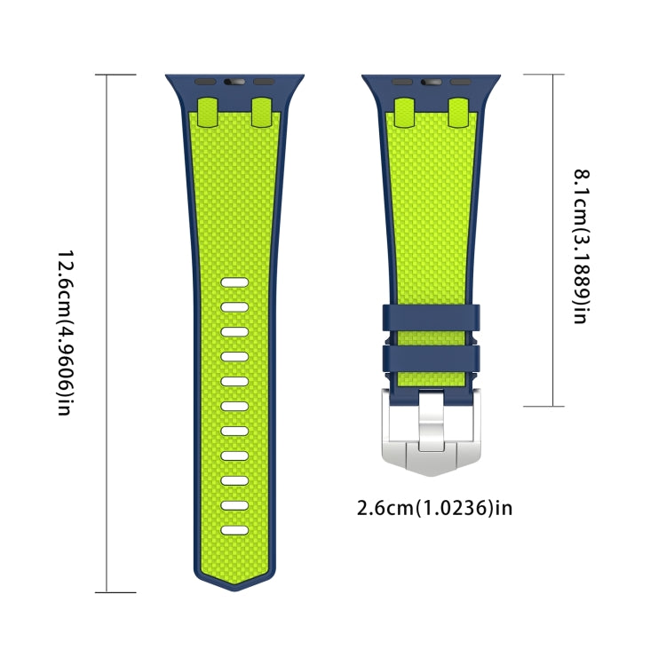 Lisslune | For Apple Watch SE 2022 44mm Oak Silicone Watch Band (Blue Lime)