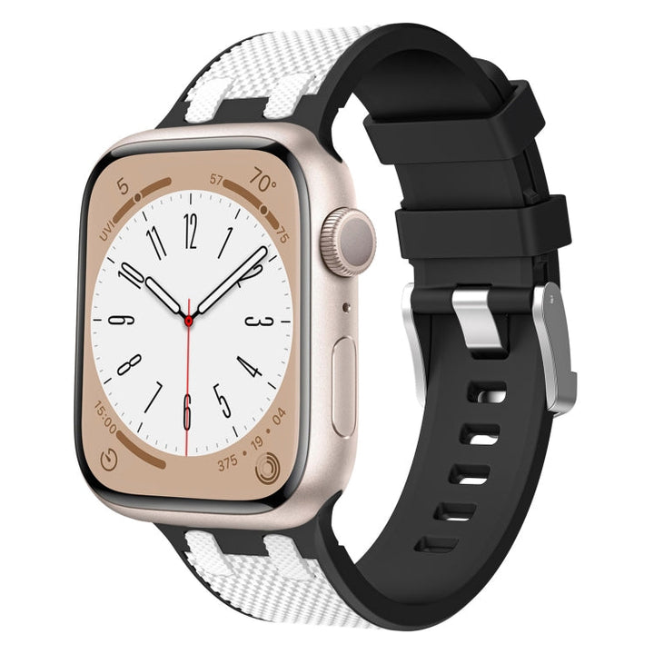 Lisslune | For Apple Watch Series 2 42mm Oak Silicone Watch Strap (Black White)