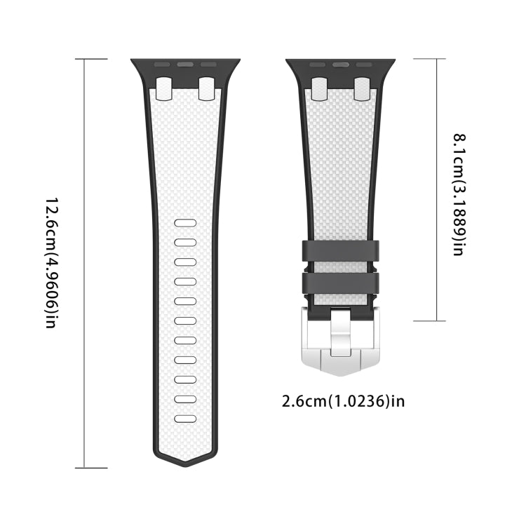 Lisslune | For Apple Watch Series 2 42mm Oak Silicone Watch Strap (Black White)