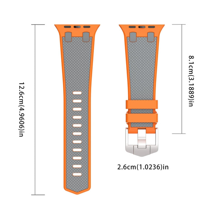 Lisslune | For Apple Watch Series 2 42mm Oak Silicone Watch Band (Orange Gray)