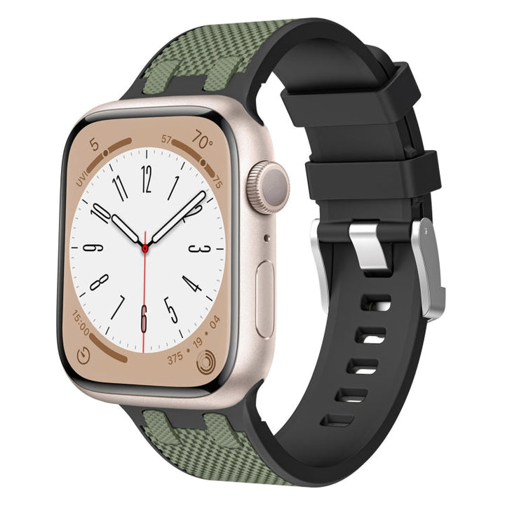 Lisslune | For Apple Watch 42mm Oak Silicone Watch Strap (Black Army Green)