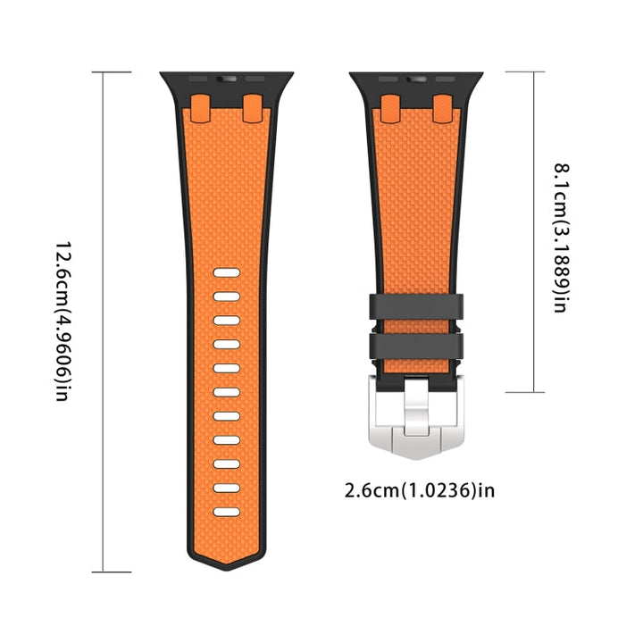 Skorter | For Apple Watch 42mm Oak Silicone Watch Strap (Black Orange)
