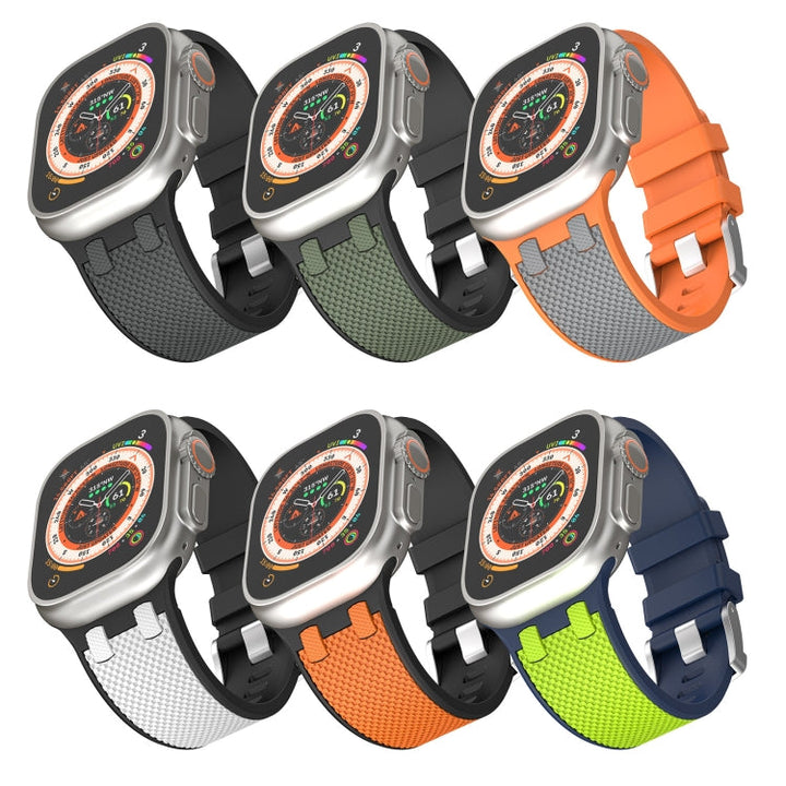 Lisslune | For Apple Watch Ultra 49mm Oak Silicone Watch Strap (Black Grey)