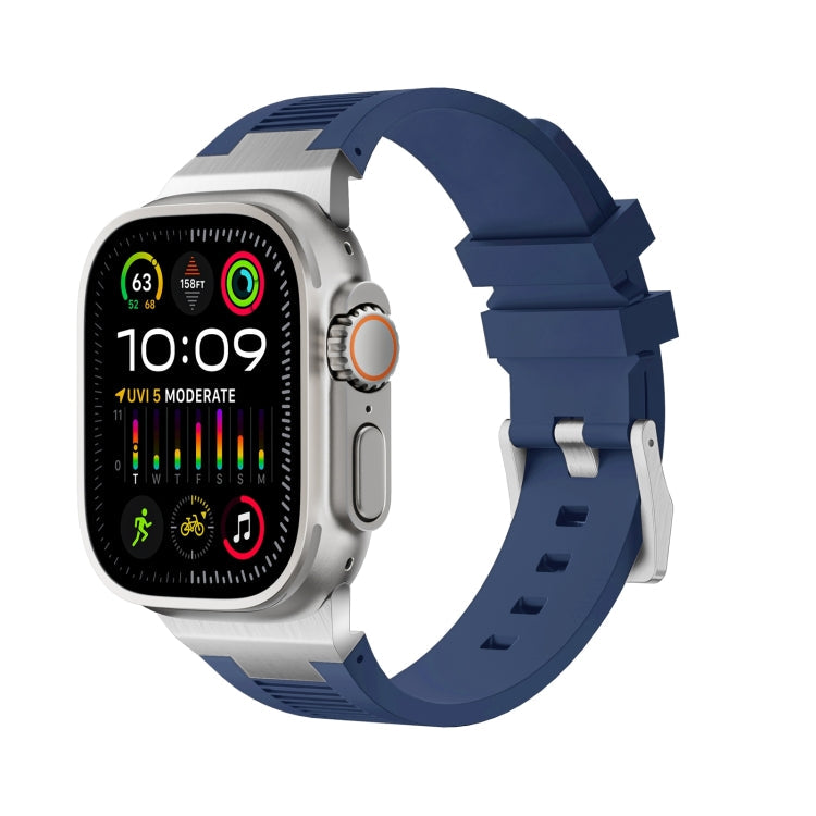 Lisslune | For Apple Watch Ultra 2 49mm Loners Liquid Silicone Watch Band (Silver Midnight Blue)