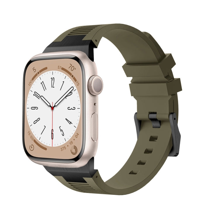Lisslune | For Apple Watch SE 2023 44mm Loners Liquid Silicone Watch Band (Black Green)