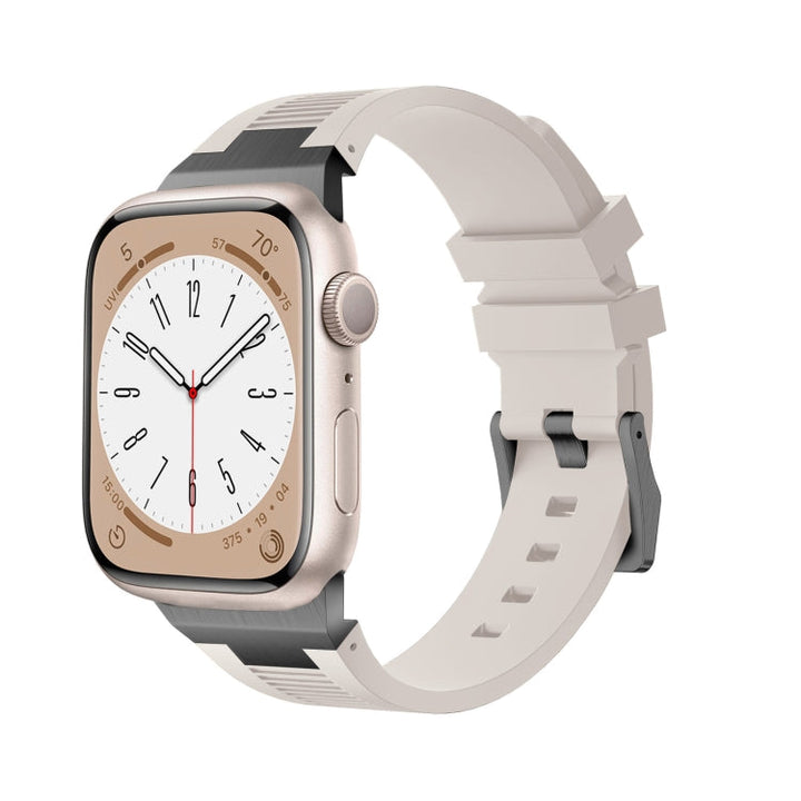 Lisslune | For Apple Watch Series 9 45mm Loners Liquid Silicon Watch Band (Black Star Light)