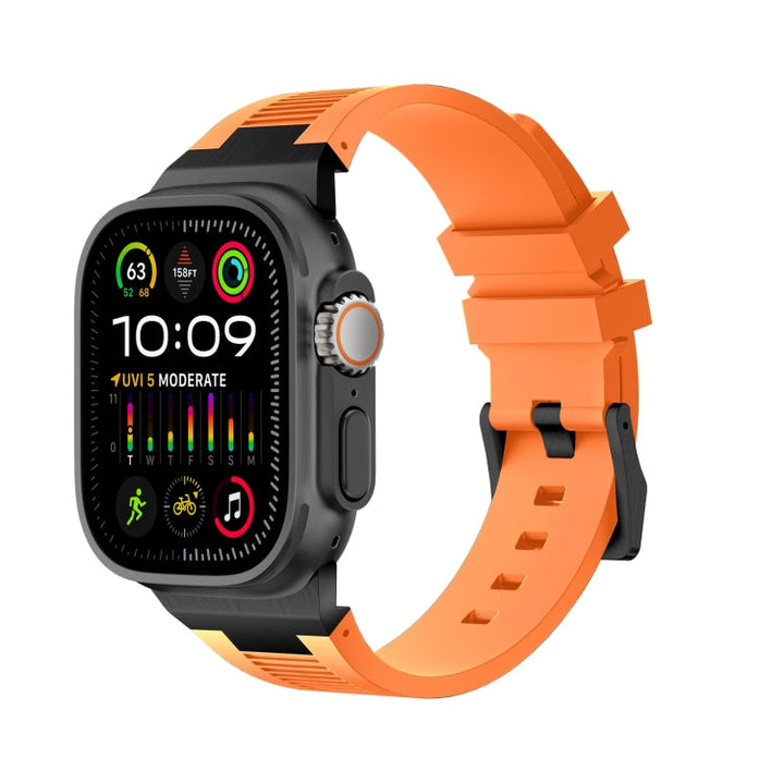 Lisslune | For Apple Watch Ultra 49mm Loners Liquid Silicone Watch Band (Black Orange)