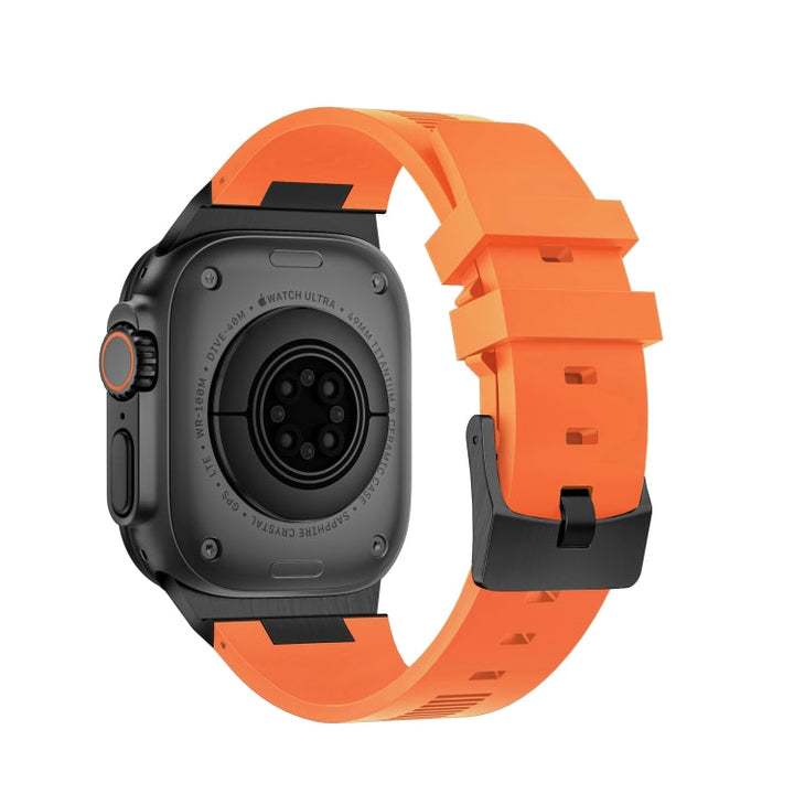 Lisslune | For Apple Watch Ultra 49mm Loners Liquid Silicone Watch Band (Black Orange)