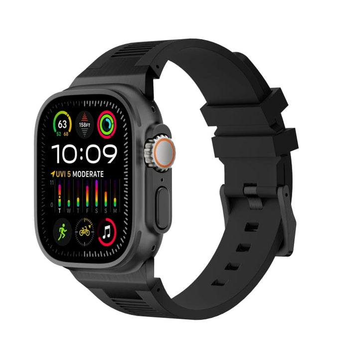 Lisslune | For Apple Watch Ultra 49mm Loners Liquid Silicone Watch Strap (Black Black)