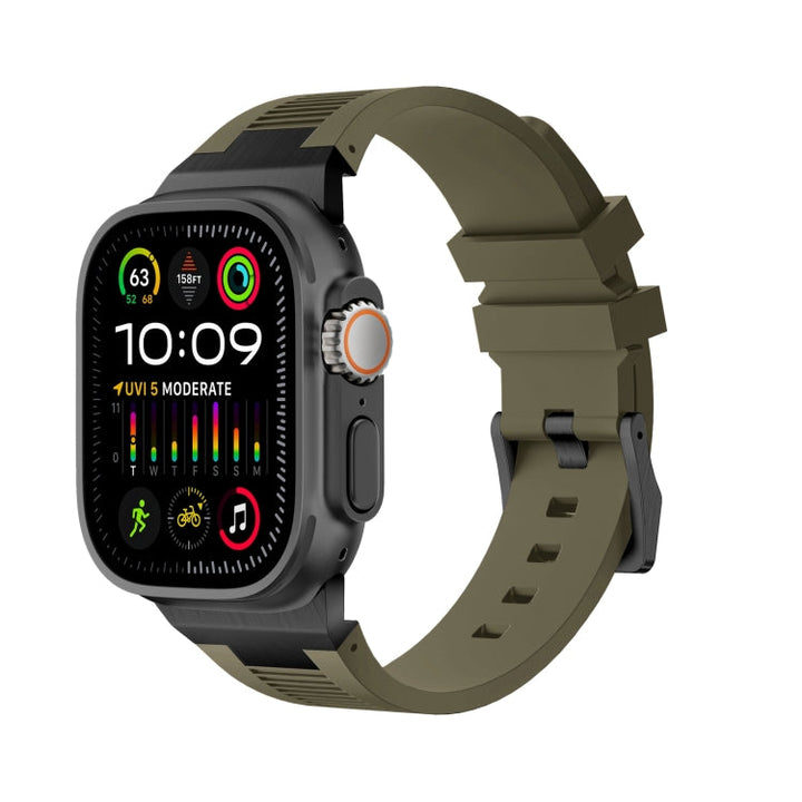 Lisslune | For Apple Watch Ultra 49mm Loners Liquid Silicone Watch Band (Black Green)