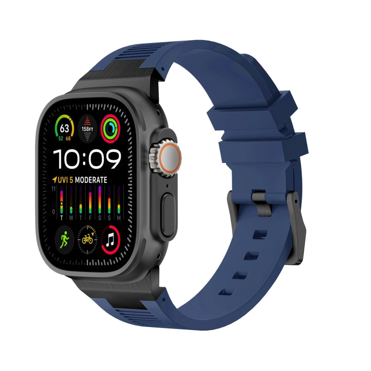 Lisslune | For Apple Watch Ultra 49mm Loners Liquid Silicone Watch Strap (Black Midnight Blue)