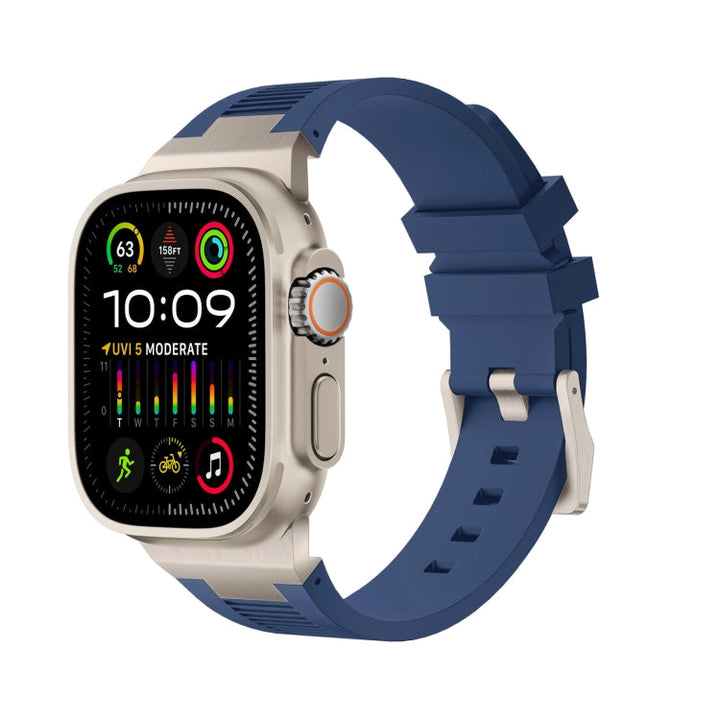 Lisslune | For Apple Watch Ultra 49mm Loners Liquid Silicone Watch Band (Titanium Midnight Blue)
