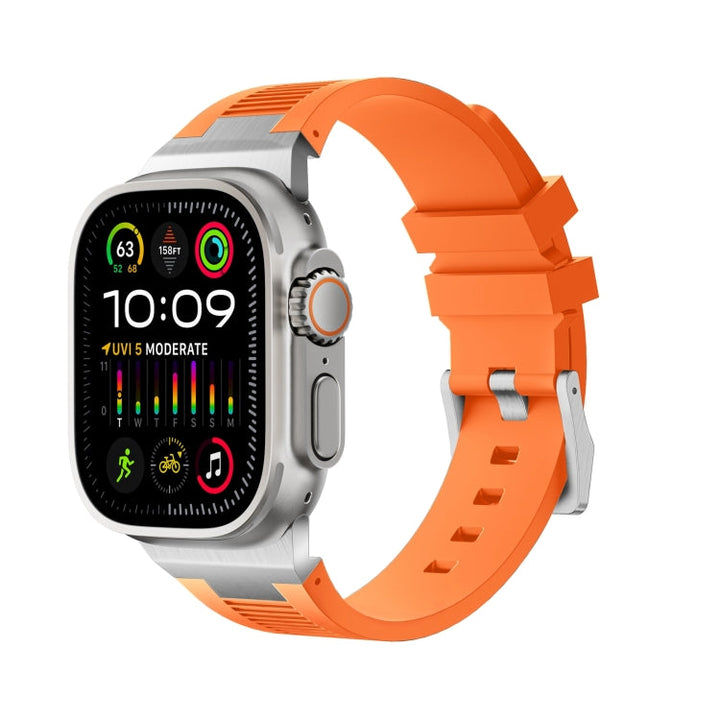Lisslune | For Apple Watch Ultra 49 mm Loners Liquid Silicone Watch Band (Silver Orange)