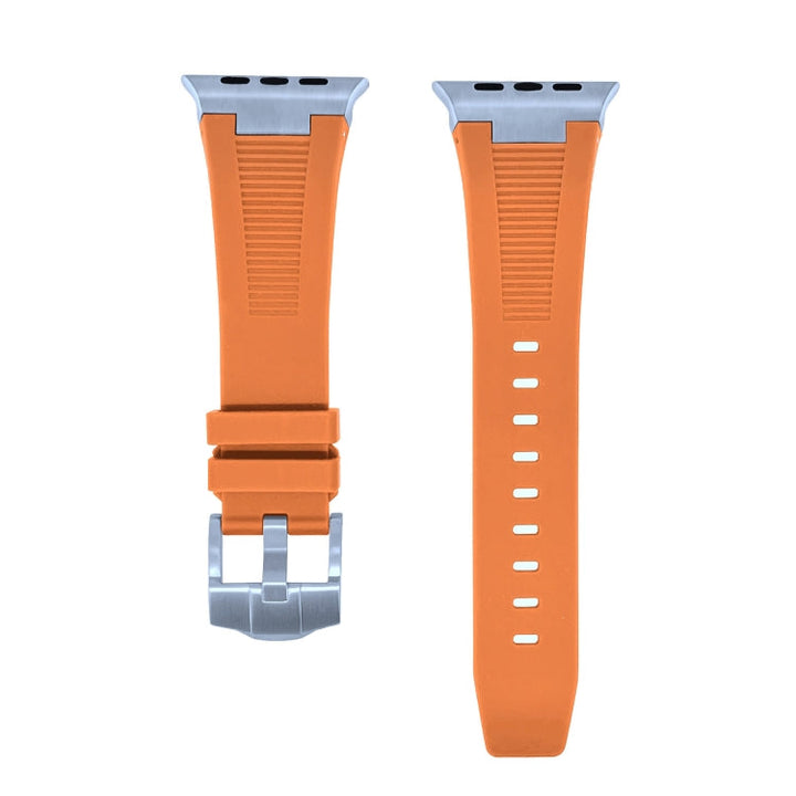 Lisslune | For Apple Watch Ultra 49 mm Loners Liquid Silicone Watch Band (Silver Orange)