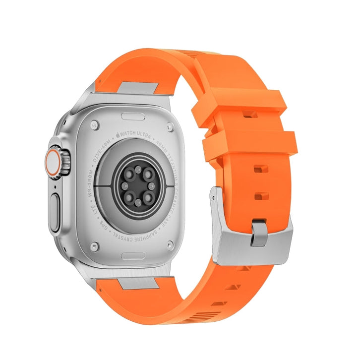 Lisslune | For Apple Watch Ultra 49 mm Loners Liquid Silicone Watch Band (Silver Orange)