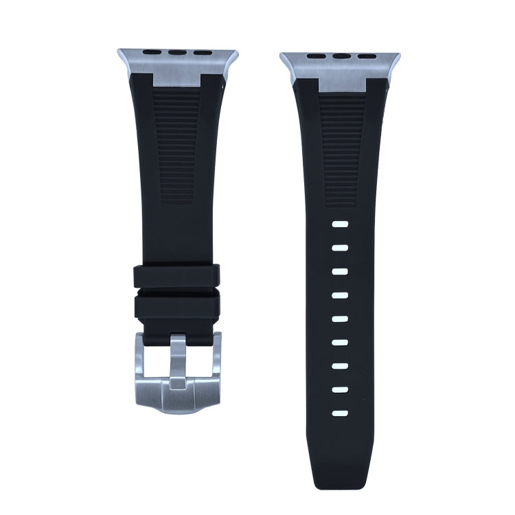Lisslune | For Apple Watch Ultra 49mm Loners Liquid Silicone Watch Band (Silver Black)