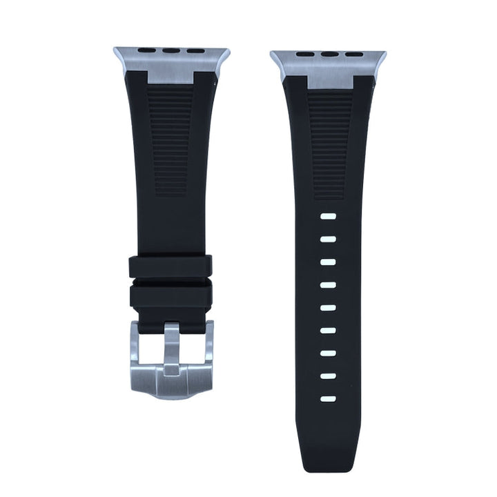 Lisslune | For Apple Watch Ultra 49mm Loners Liquid Silicone Watch Band (Silver Black)