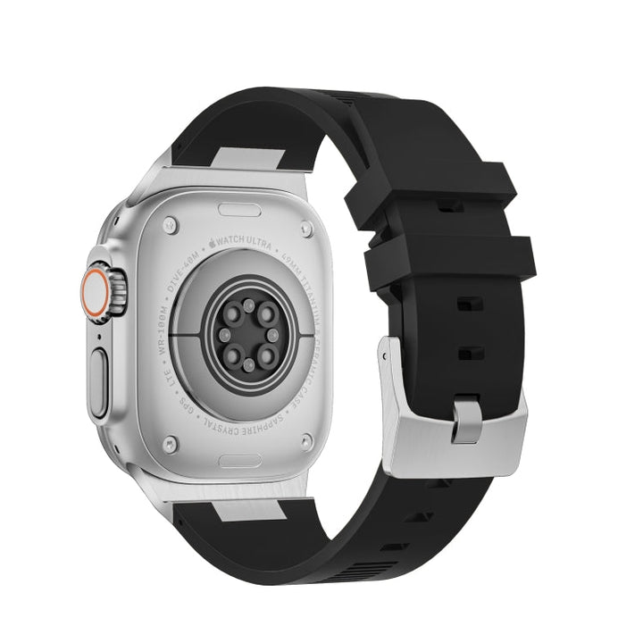 Lisslune | For Apple Watch Ultra 49mm Loners Liquid Silicone Watch Band (Silver Black)