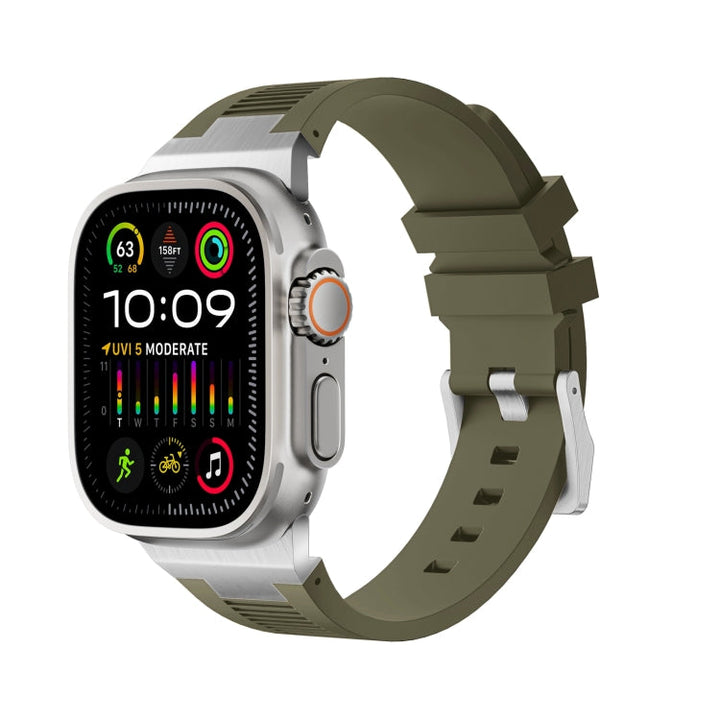 Lisslune | For Apple Watch Ultra 49mm Loners Liquid Silicone Watch Band (Silver Green)