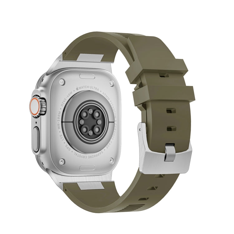Lisslune | For Apple Watch Ultra 49mm Loners Liquid Silicone Watch Band (Silver Green)
