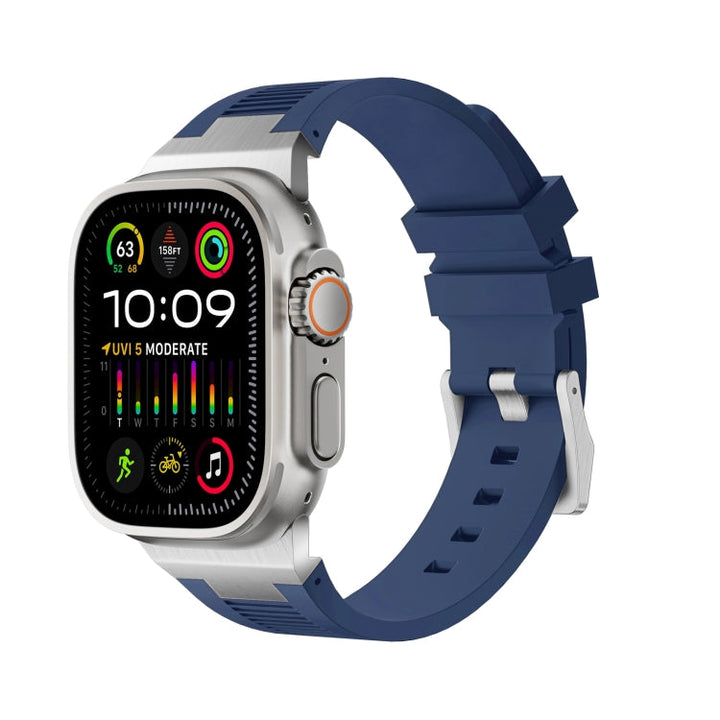 Lisslune | For Apple Watch Ultra 49mm Loners Liquid Silicone Watch Strap (Silver Midnight Blue)