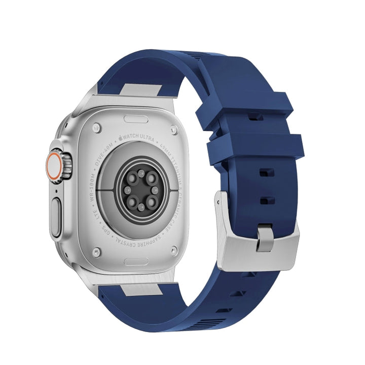 Lisslune | For Apple Watch Ultra 49mm Loners Liquid Silicone Watch Strap (Silver Midnight Blue)