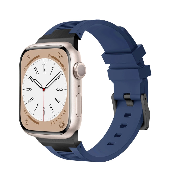 Lisslune | For Apple Watch Series 8 45mm Loners liquid silicone watch band (Black Midnight Blue)