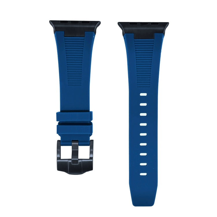Lisslune | For Apple Watch Series 8 45mm Loners liquid silicone watch band (Black Midnight Blue)