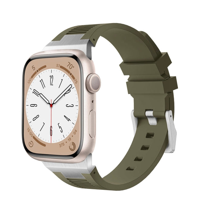 Lisslune | For Apple Watch SE 2022 44mm Loners Liquid Silicone Watch Band (Silver Green)