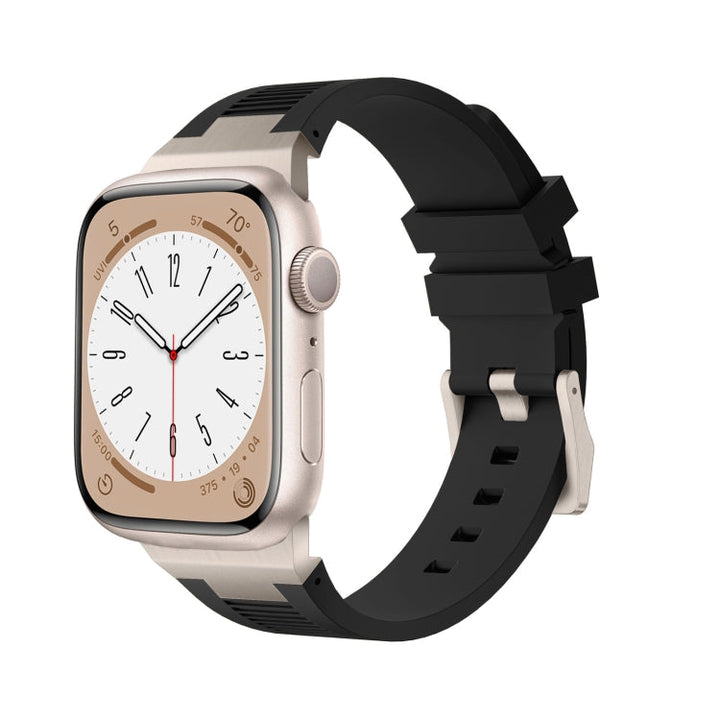 Lisslune | For Apple Watch SE 44mm Loners Liquid Silicone Watch Band (Titan Black)