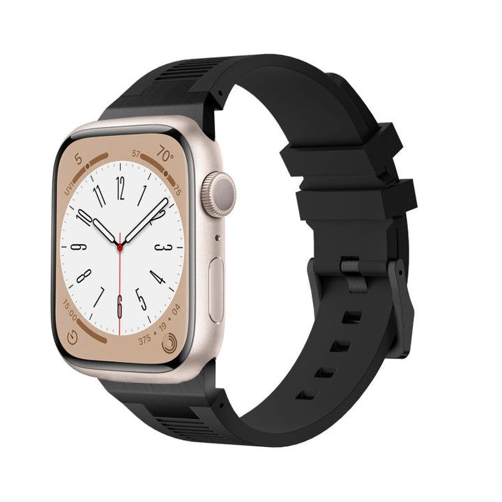 Lisslune | For Apple Watch Series 2 42mm Loners Liquid Silicone Band (Black Black)