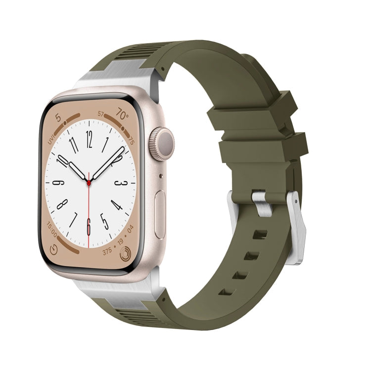 Lisslune | For Apple Watch Series 2 42mm Loners Liquid Silicone Watch Band (Silver Green)