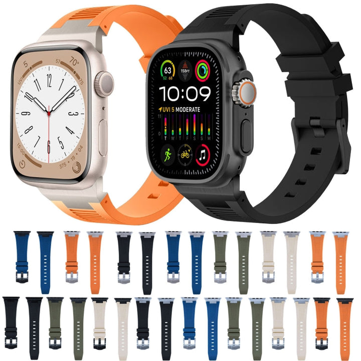 Lisslune | For Apple Watch Ultra 49mm Loners Liquid Silicone Watch Band (Silver Green)