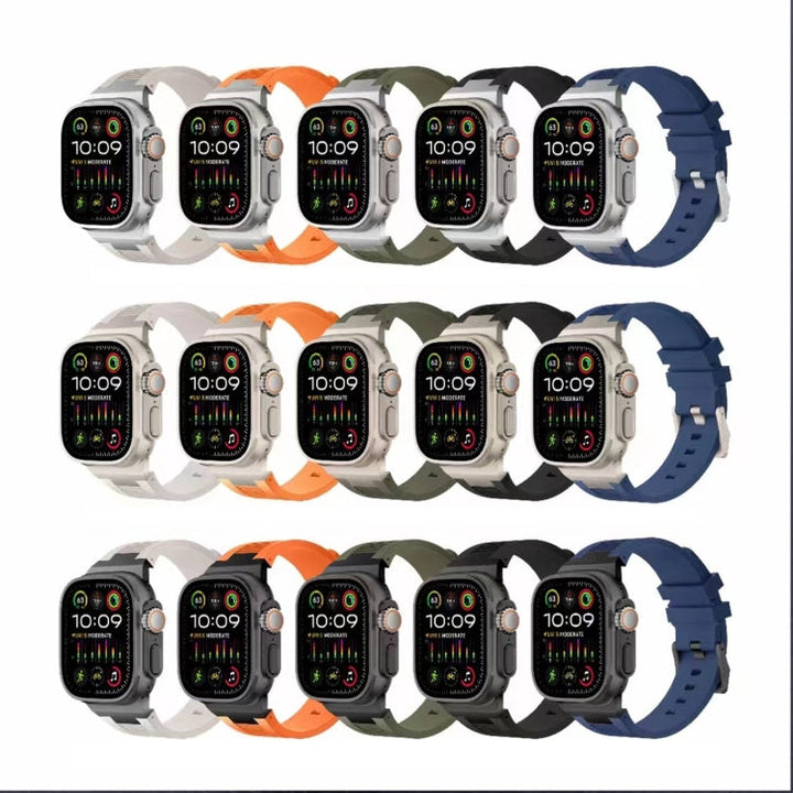 Lisslune | For Apple Watch Ultra 49mm Loners Liquid Silicone Watch Band (Black Green)