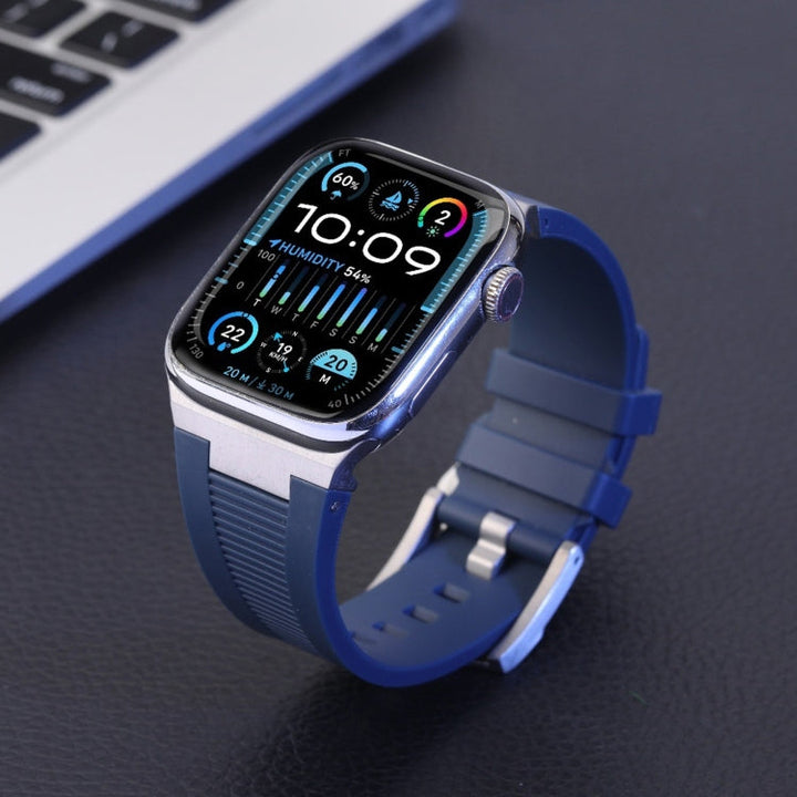 Lisslune | For Apple Watch Ultra 49mm Loners Liquid Silicone Watch Band (Black Orange)