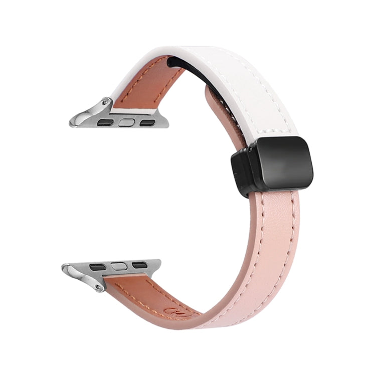 Lisslune | For Apple Watch Ultra 49mm Slim Magnetic Buckle Leather Watch Band (Solid Beige Pink)