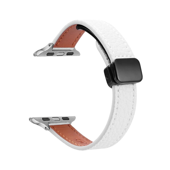Lisslune | For Apple Watch Ultra 49mm Slim Magnetic Buckle Leather Band (Litchi Beige)