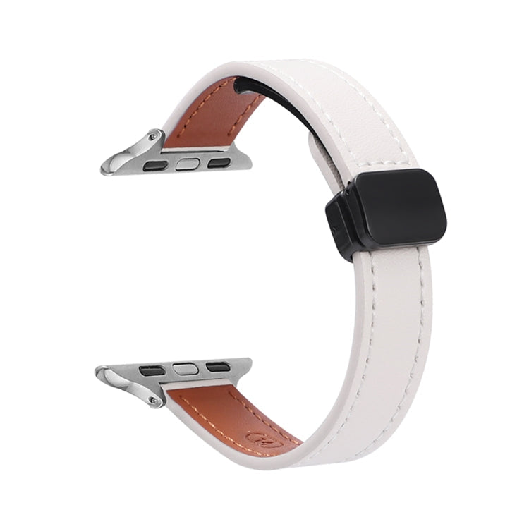 Lisslune | For Apple Watch Series 8 45mm Slim Magnetic Closure Leather Band (Solid Beige)